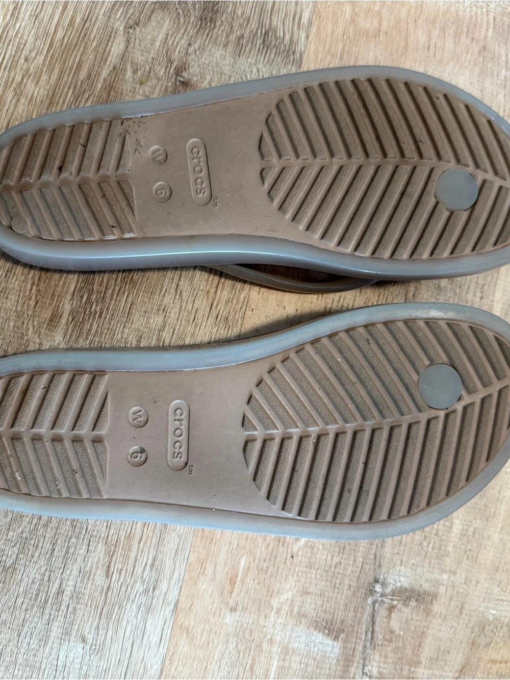 CROCS Women’s Taupe Brown Jelly Strap Flip Sandals